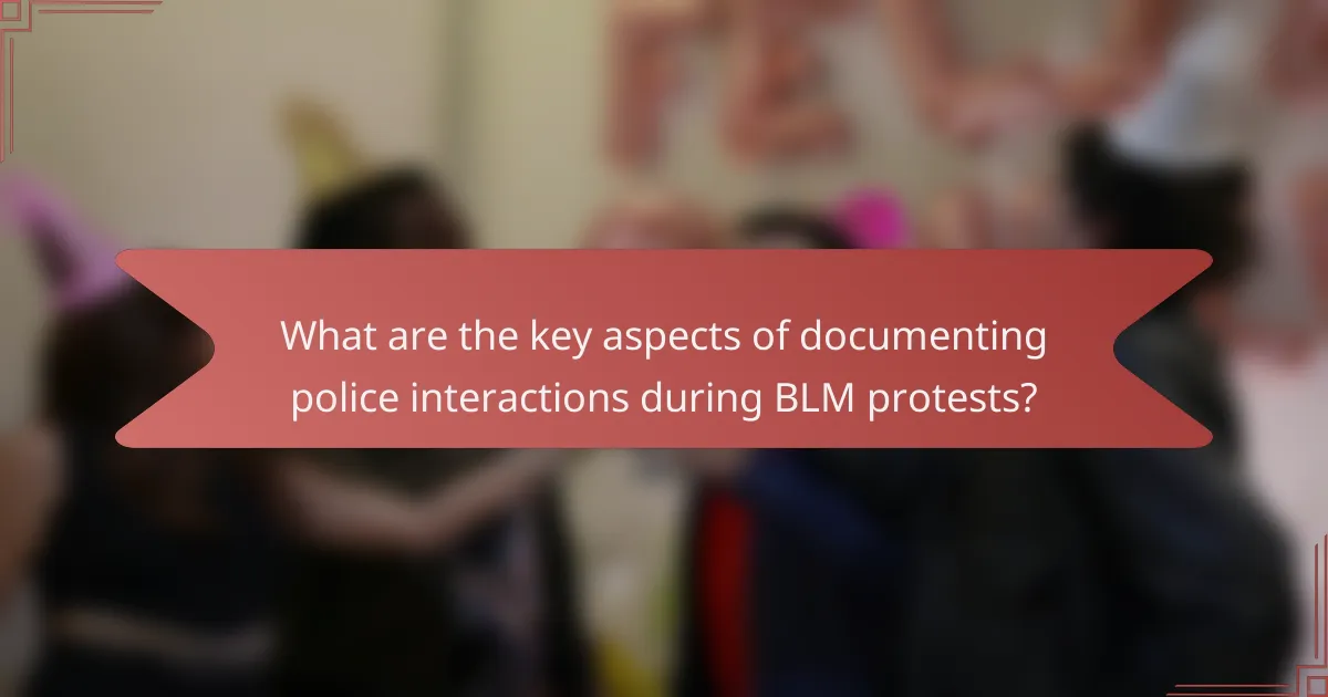 What are the key aspects of documenting police interactions during BLM protests?
