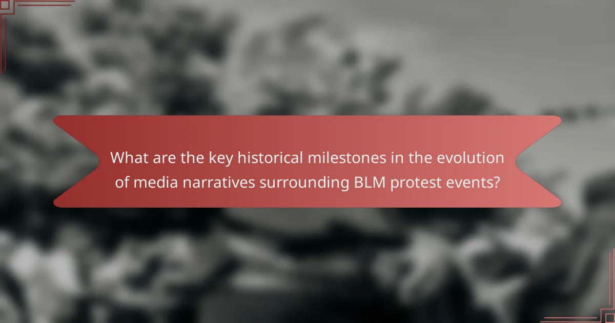 What are the key historical milestones in the evolution of media narratives surrounding BLM protest events?