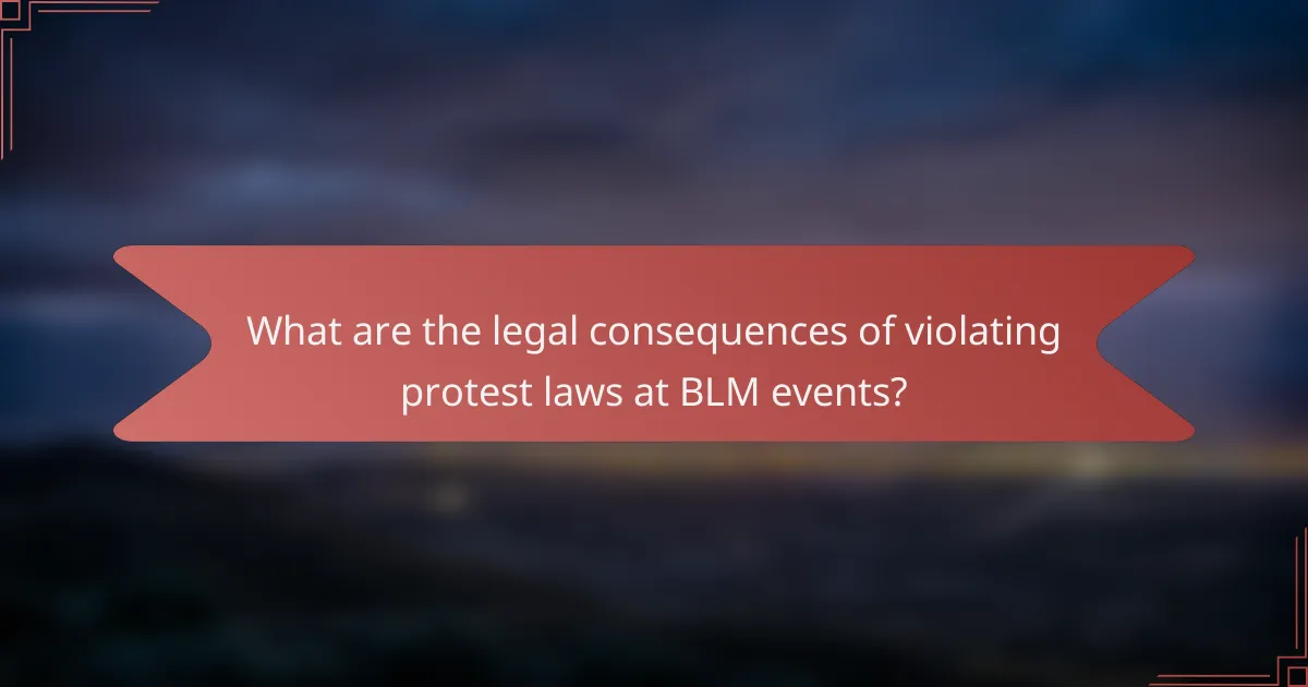 What are the legal consequences of violating protest laws at BLM events?
